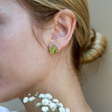Peridot Diamond Cherry Blossom Earrings