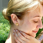 Sunflower Natural Yellow Sapphire Diamond Earrings 14k yellow gold