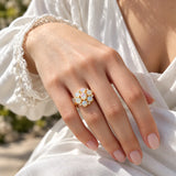 14k yellow gold Celestial Opal Diamond Cocktail Ring
