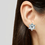 Juliet Aquamarine and Diamond Snowflake Earrings