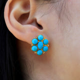 Celestial Turquoise Diamond Cluster Earrings