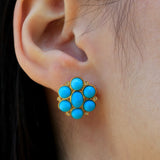 Celestial Turquoise Diamond Cluster Earrings