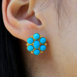 Celestial Turquoise Diamond Cluster Earrings