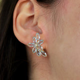 Aquamarine Diamond Cluster Earrings