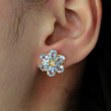 Aquamarine Diamond Wildflower Earrings