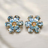 Aquamarine Diamond Wildflower Earrings