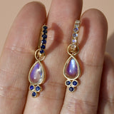 Charlotte Blue Sapphire and Moonstone Hoop Earrings with Drop Enhancers