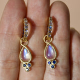 Charlotte Blue Sapphire and Moonstone Hoop Earrings with Drop Enhancers