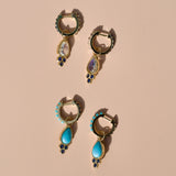 Charlotte Blue Sapphire and Turquoise Hoop Earrings with Drop Enhancers