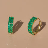 Grace Emerald Hoop Earrings with Baroque Pearl Drop Enhancers