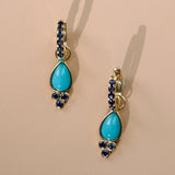 Charlotte Blue Sapphire and Turquoise Hoop Earrings with Drop Enhancers