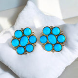 Celestial Turquoise Diamond Cluster Earrings