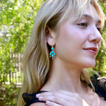 Natural Turquoise Aquamarine Diamond Chandelier Drop Earrings 14k yellow gold