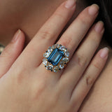 14k yellow gold Margeret natural London Blue Topaz Aquamarine Sapphire Cocktail Ring