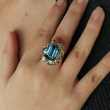 Margeret London Blue Topaz Aquamarine Sapphire Cocktail Ring