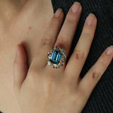 Margeret London Blue Topaz Aquamarine Sapphire Cocktail Ring