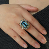 Margeret London Blue Topaz Aquamarine Sapphire Cocktail Ring