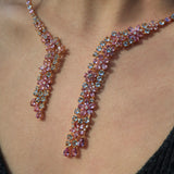 Galaxy Aquamarine Pink Sapphire Diamond Statement Necklace