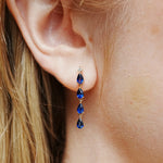 Rhythm Natural Blue Sapphire Diamond Drop Earrings 14k Yellow Gold