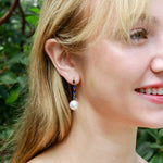 Rhythm Natural Blue Sapphire Diamond and Cultured Pearl Drop Earrings 14k Yellow Gold