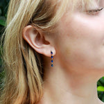 Rhythm Natural Blue Sapphire Diamond Drop Earrings 14k Yellow Gold