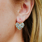 Fantasy Heart Natural Aquamarine Diamond Drop Earrings 14k yellow gold