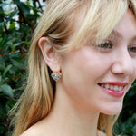 Fantasy Heart Natural Aquamarine Diamond Drop Earrings 14k yellow gold