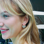 Fantasy Heart Natural Aquamarine Diamond Drop Earrings 14k yellow gold