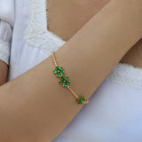 Tsavorite Cherry Blossom Diamond Tennis Bracelet