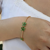 Tsavorite Cherry Blossom Diamond Tennis Bracelet