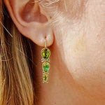 Lily of the Valley Natural Peridot Tsavorite Diamond Drop Earrings.14k yellow gold