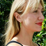 Lily of the Valley Natural Peridot Tsavorite Diamond Drop Earrings.14k yellow gold