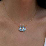 Fairy Tale Aquamarine Diamond Castle Pendent