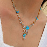 Serenity Aquamarine Turquoise Diamond Statement Necklace