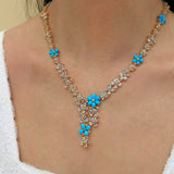 Serenity Aquamarine Turquoise Diamond Statement Necklace