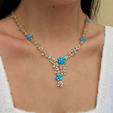 Serenity Aquamarine Turquoise Diamond Statement Necklace