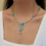 Serenity Aquamarine Turquoise Diamond Statement Necklace