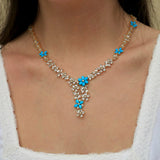 Serenity Aquamarine Turquoise Diamond Statement Necklace