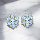 Aquamarine Diamond Cluster Earrings