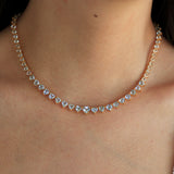 18ct Heart Aquamarine Riviera Graduated Tennis Necklace