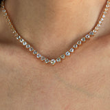 18ct Heart Aquamarine Riviera Graduated Tennis Necklace