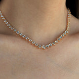 18ct Heart Aquamarine Riviera Graduated Tennis Necklace