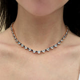 Heart Aquamarine Sapphire Tennis Necklace