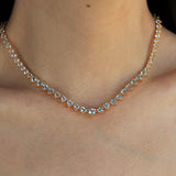 18ct Heart Aquamarine Riviera Graduated Tennis Necklace