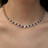 Heart Aquamarine Sapphire Diamond Tennis Necklace