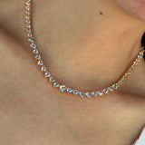 18ct Heart Aquamarine Riviera Graduated Tennis Necklace