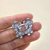 Aquamarine Diamond Double Blossom Drop Earrings