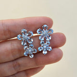 Aquamarine Diamond Double Blossom Drop Earrings