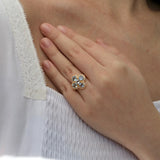 Aquamarine Diamond Vintage-Style Clover Cocktail Ring