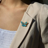 Butterfly Turquoise Diamond Brooch